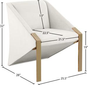 Rivet Velvet / Engineered Wood / Steel Contemporary Cream Velvet Accent Chair - 25.5" W x 28" D x 32" H
