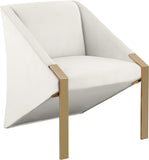 Rivet Velvet / Engineered Wood / Steel Contemporary Cream Velvet Accent Chair - 25.5" W x 28" D x 32" H
