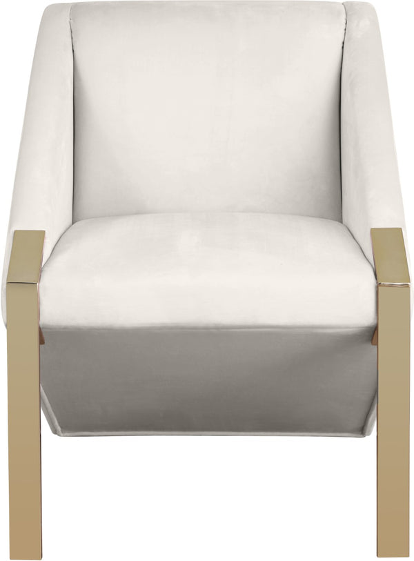 Rivet Velvet / Engineered Wood / Steel Contemporary Cream Velvet Accent Chair - 25.5" W x 28" D x 32" H