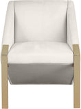 Rivet Velvet / Engineered Wood / Steel Contemporary Cream Velvet Accent Chair - 25.5" W x 28" D x 32" H
