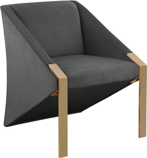 Rivet Velvet / Engineered Wood / Steel Contemporary Grey Velvet Accent Chair - 25.5" W x 28" D x 32" H