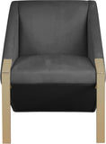 Rivet Velvet / Engineered Wood / Steel Contemporary Grey Velvet Accent Chair - 25.5" W x 28" D x 32" H