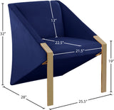 Rivet Velvet / Engineered Wood / Steel Contemporary Navy Velvet Accent Chair - 25.5" W x 28" D x 32" H
