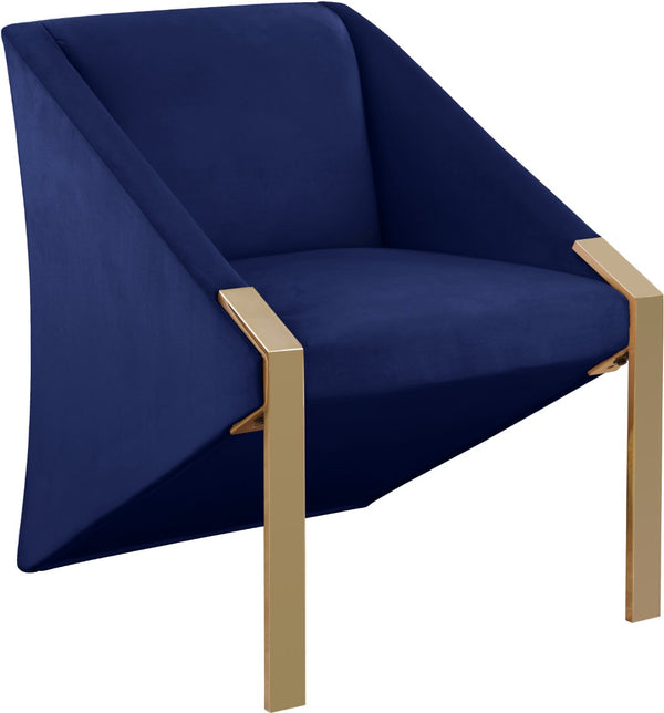 Rivet Velvet / Engineered Wood / Steel Contemporary Navy Velvet Accent Chair - 25.5" W x 28" D x 32" H