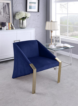 Rivet Velvet / Engineered Wood / Steel Contemporary Navy Velvet Accent Chair - 25.5" W x 28" D x 32" H