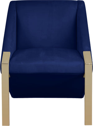 Rivet Velvet / Engineered Wood / Steel Contemporary Navy Velvet Accent Chair - 25.5" W x 28" D x 32" H