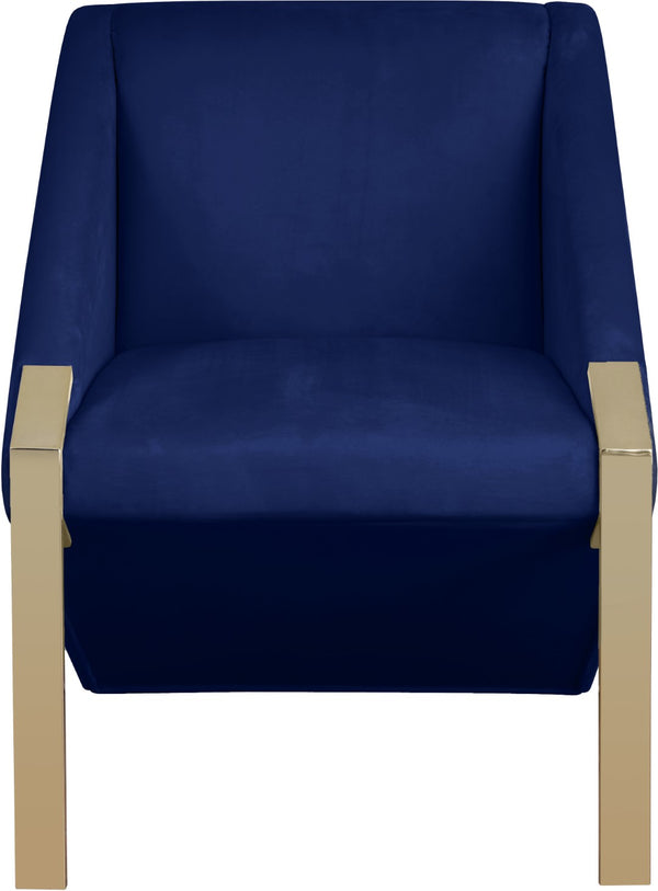 Rivet Velvet / Engineered Wood / Steel Contemporary Navy Velvet Accent Chair - 25.5" W x 28" D x 32" H