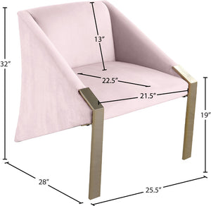 Rivet Velvet / Engineered Wood / Steel Contemporary Pink Velvet Accent Chair - 25.5" W x 28" D x 32" H