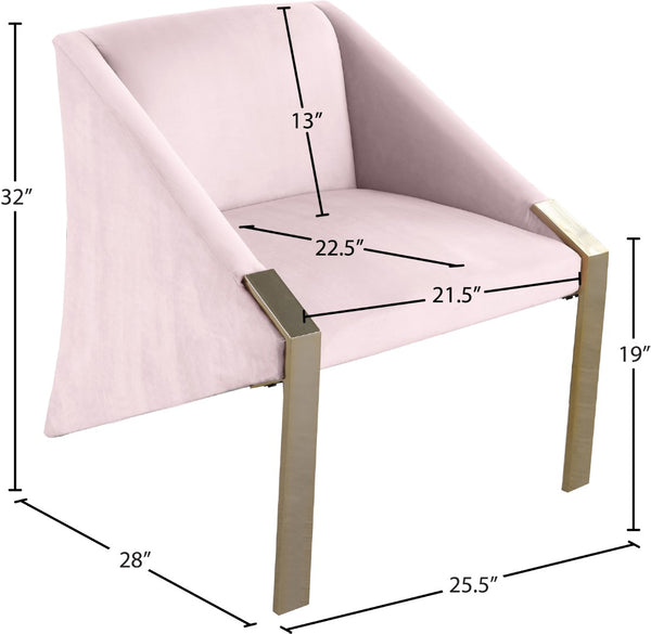 Rivet Velvet / Engineered Wood / Steel Contemporary Pink Velvet Accent Chair - 25.5" W x 28" D x 32" H