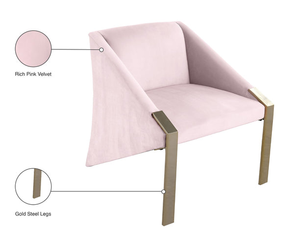 Rivet Velvet / Engineered Wood / Steel Contemporary Pink Velvet Accent Chair - 25.5" W x 28" D x 32" H
