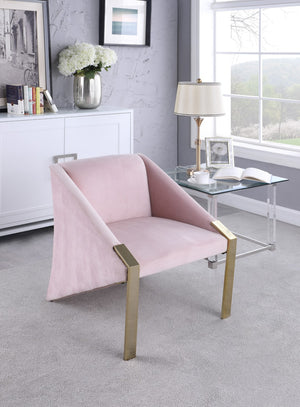 Rivet Velvet / Engineered Wood / Steel Contemporary Pink Velvet Accent Chair - 25.5" W x 28" D x 32" H