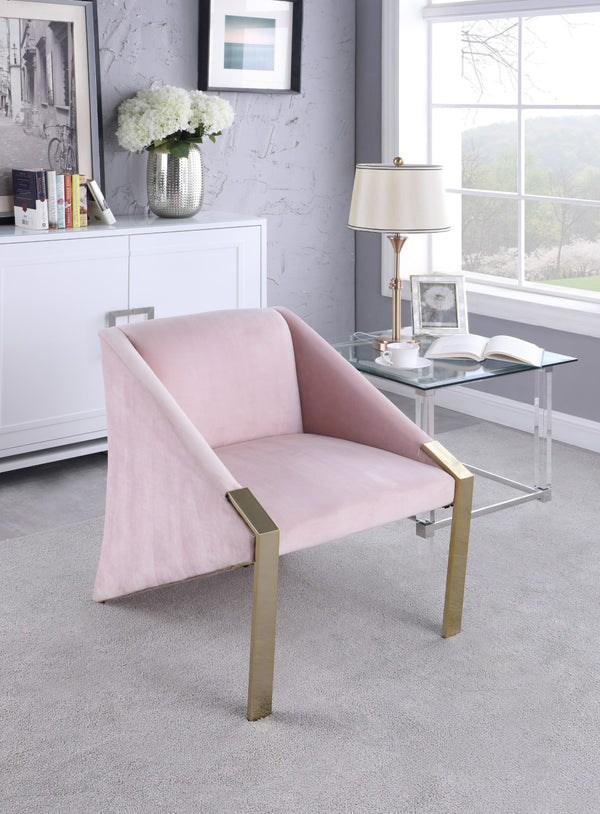 Rivet Velvet / Engineered Wood / Steel Contemporary Pink Velvet Accent Chair - 25.5" W x 28" D x 32" H