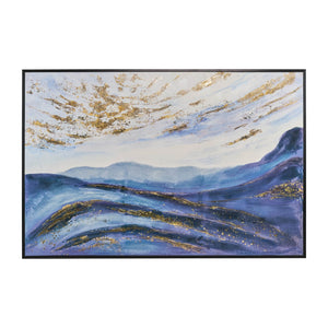 Sagebrook Home Contemporary 60x40  Hand Painted Canvas, Blue/gold 70147 Gold Polyester Canvas