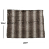 Gipson Faux Fur Throw Blanket, Gray Taupe Noble House