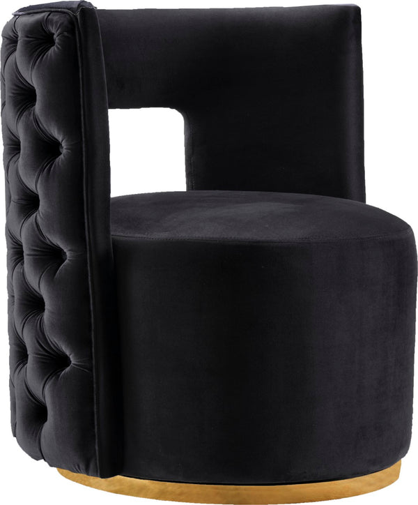 Theo Velvet / Engineered Wood / Foam Contemporary Black Velvet Accent Chair - 28" W x 27" D x 31" H