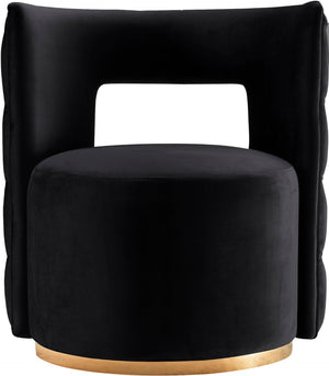 Theo Velvet / Engineered Wood / Foam Contemporary Black Velvet Accent Chair - 28" W x 27" D x 31" H