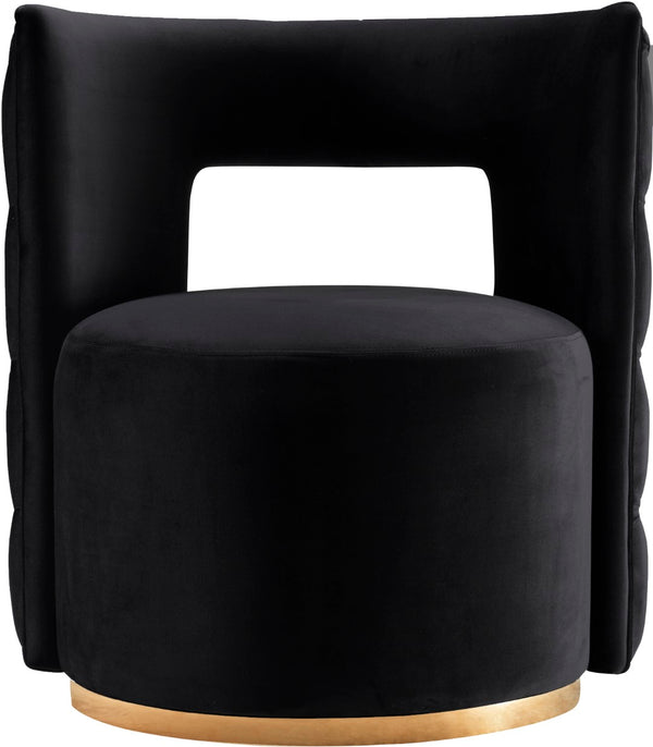 Theo Velvet / Engineered Wood / Foam Contemporary Black Velvet Accent Chair - 28" W x 27" D x 31" H