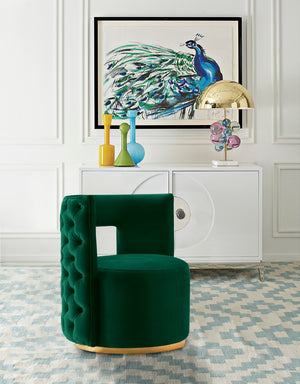 Theo Velvet / Engineered Wood / Foam Contemporary Green Velvet Accent Chair - 28" W x 27" D x 31" H