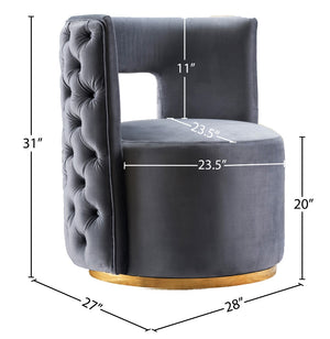 Theo Velvet / Engineered Wood / Foam Contemporary Grey Velvet Accent Chair - 28" W x 27" D x 31" H