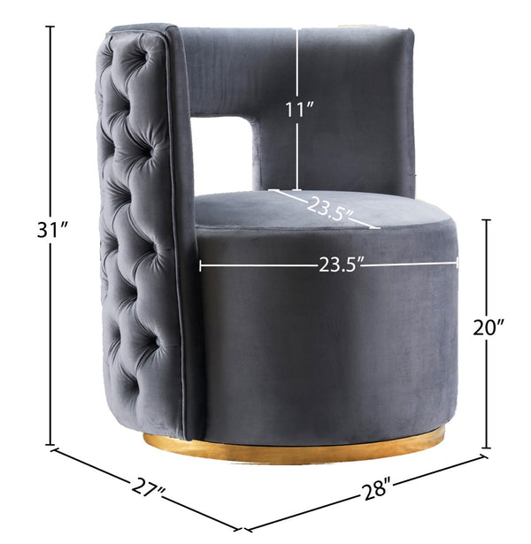 Theo Velvet / Engineered Wood / Foam Contemporary Grey Velvet Accent Chair - 28" W x 27" D x 31" H