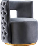 Theo Velvet / Engineered Wood / Foam Contemporary Grey Velvet Accent Chair - 28" W x 27" D x 31" H