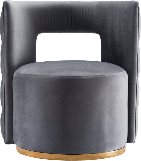 Theo Velvet / Engineered Wood / Foam Contemporary Grey Velvet Accent Chair - 28" W x 27" D x 31" H