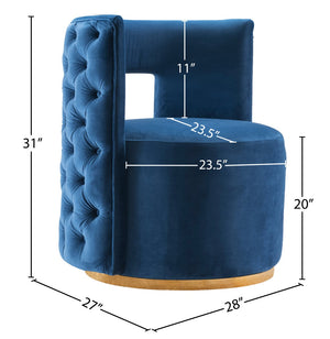 Theo Velvet / Engineered Wood / Foam Contemporary Navy Velvet Accent Chair - 28" W x 27" D x 31" H