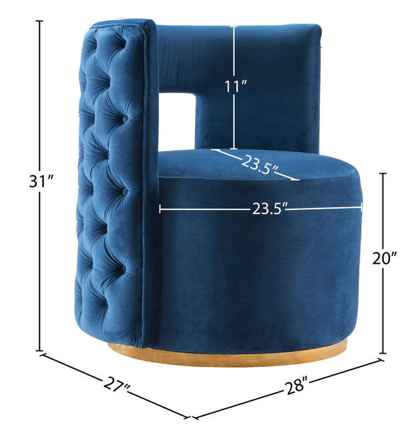 Theo Velvet / Engineered Wood / Foam Contemporary Navy Velvet Accent Chair - 28" W x 27" D x 31" H