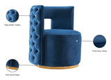 Theo Velvet / Engineered Wood / Foam Contemporary Navy Velvet Accent Chair - 28" W x 27" D x 31" H