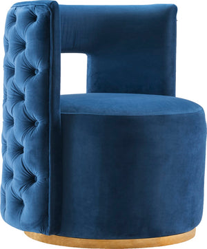 Theo Velvet / Engineered Wood / Foam Contemporary Navy Velvet Accent Chair - 28" W x 27" D x 31" H