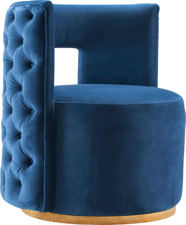 Theo Velvet / Engineered Wood / Foam Contemporary Navy Velvet Accent Chair - 28" W x 27" D x 31" H