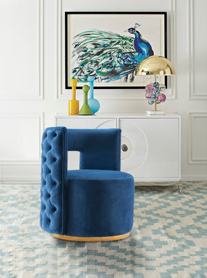 Theo Velvet / Engineered Wood / Foam Contemporary Navy Velvet Accent Chair - 28" W x 27" D x 31" H