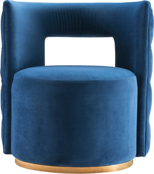 Theo Velvet / Engineered Wood / Foam Contemporary Navy Velvet Accent Chair - 28" W x 27" D x 31" H
