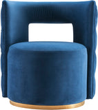 Theo Velvet / Engineered Wood / Foam Contemporary Navy Velvet Accent Chair - 28" W x 27" D x 31" H