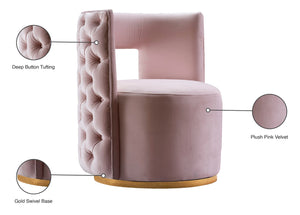 Theo Velvet / Engineered Wood / Foam Contemporary Pink Velvet Accent Chair - 28" W x 27" D x 31" H