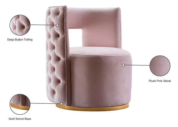 Theo Velvet / Engineered Wood / Foam Contemporary Pink Velvet Accent Chair - 28" W x 27" D x 31" H