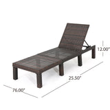 Jamaica Outdoor Multibrown Wicker Chaise Lounge with Blue Water Resistant Cushion Noble House