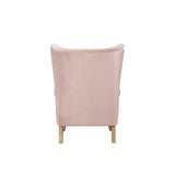 Adonis Transitional Accent Chair Blush Pink Velvet (20C was Beige by OP then revised to Pink --> Holland Velvet H212: PI# H212-2 Pink, H212-7 Stone, H212-24 Deep Sea, H212-25 Night Blue) • WOOD LEG) Natural (Qte was Dark Walnut #71489) 59516-ACME