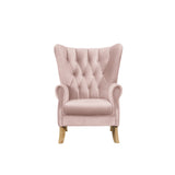 Adonis Transitional Accent Chair Blush Pink Velvet (20C was Beige by OP then revised to Pink --> Holland Velvet H212: PI# H212-2 Pink, H212-7 Stone, H212-24 Deep Sea, H212-25 Night Blue) • WOOD LEG) Natural (Qte was Dark Walnut #71489) 59516-ACME