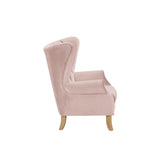 Adonis Transitional Accent Chair Blush Pink Velvet (20C was Beige by OP then revised to Pink --> Holland Velvet H212: PI# H212-2 Pink, H212-7 Stone, H212-24 Deep Sea, H212-25 Night Blue) • WOOD LEG) Natural (Qte was Dark Walnut #71489) 59516-ACME