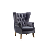 Adonis Transitional Accent Chair Gray Velvet (Holland Velvet H212: PI# H212-2 Pink, H212-7 Stone, H212-24 Deep Sea, H212-25 Night Blue) • WOOD LEG) Natural (Qte was Dark Walnut #71489) 59517-ACME