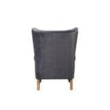 Adonis Transitional Accent Chair Gray Velvet (Holland Velvet H212: PI# H212-2 Pink, H212-7 Stone, H212-24 Deep Sea, H212-25 Night Blue) • WOOD LEG) Natural (Qte was Dark Walnut #71489) 59517-ACME