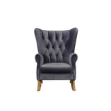 Adonis Transitional Accent Chair Gray Velvet (Holland Velvet H212: PI# H212-2 Pink, H212-7 Stone, H212-24 Deep Sea, H212-25 Night Blue) • WOOD LEG) Natural (Qte was Dark Walnut #71489) 59517-ACME