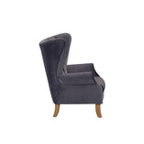 Adonis Transitional Accent Chair Gray Velvet (Holland Velvet H212: PI# H212-2 Pink, H212-7 Stone, H212-24 Deep Sea, H212-25 Night Blue) • WOOD LEG) Natural (Qte was Dark Walnut #71489) 59517-ACME