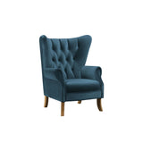 Adonis Transitional Accent Chair Azure Blue Velvet (Holland Velvet H212: PI# H212-2 Pink, H212-7 Stone, H212-24 Deep Sea, H212-25 Night Blue) • WOOD LEG) Natural (Qte was Dark Walnut #71489) 59518-ACME