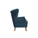 Adonis Transitional Accent Chair Azure Blue Velvet (Holland Velvet H212: PI# H212-2 Pink, H212-7 Stone, H212-24 Deep Sea, H212-25 Night Blue) • WOOD LEG) Natural (Qte was Dark Walnut #71489) 59518-ACME