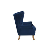 Adonis Transitional Accent Chair Navy Blue Velvet (Holland Velvet H212: PI# H212-2 Pink, H212-7 Stone, H212-24 Deep Sea, H212-25 Night Blue) • WOOD LEG) Natural (Qte was Dark Walnut #71489) 59519-ACME