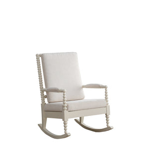 Tristin Transitional Roc Chair Cream Fabric (Santino Cream Morgan Fabric) • White Wood Frame (WH022) 59524-ACME