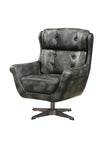 Asotin Modern Swivel Accent Chair Vintage Black TGL (Brushed Black TGL)  • Metal Base (Matt Iron) 59532-ACME