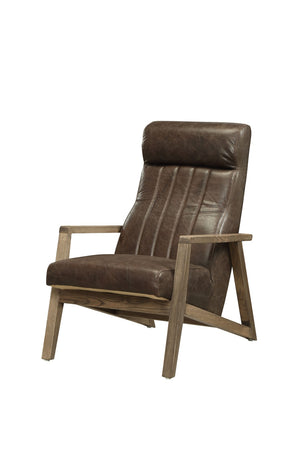 Emint Transitional Accent Chair Distress Chocolate TGL (Irgachefe Leather) • Wood Leg (Oak 2) 59534-ACME